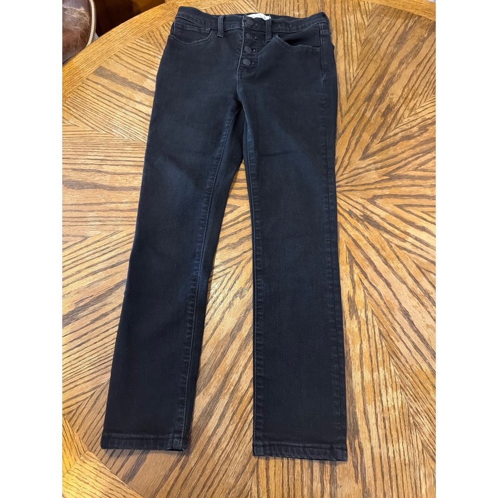 Madewell 9 Mid-Rise Skinny Jeans Black Button Fly Size 25